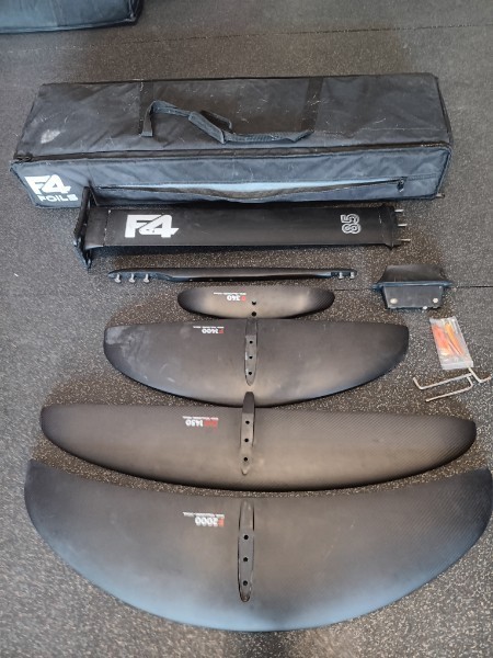 F4 Foils Complete Wing Foil Bundle Kit, V2 Alum. Mast, 2000 / 1400, DW 1450