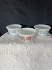 Vintage Fire King Blue Heaven Milk Glass And Peach Blossom Hand Painted Bowl