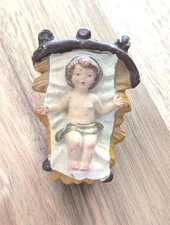 VTG Baby Jesus Christmas Nativity Manger Paper Mache Putz Composition Italy 50s