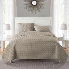 Vcny Home Quilt Reversible Bedding Set Full Queen Nina Taupe