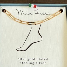 Women's Link Anklet Mia Fiore 9" 18kt Gold Plated Sterling Silver NEW In Box