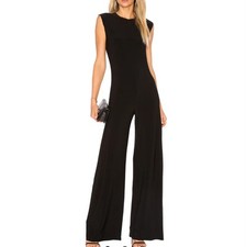 Norma Kamali Sleeveless Wide Leg Black Jumpsuit. Size Small.