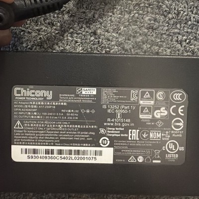 Original Chicony MSI GE66 Raider 10UG A17-230P1B 230W 20V  AC Adapter Charger