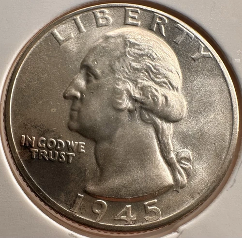 1945-D Washington Quarter – AU/BU – 90% Silver – Denver Mint – Sharp Beautiful!