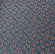 Cotton Fabric 18x22" Blue Red Orange Floral Pattern Flowers Everywhere