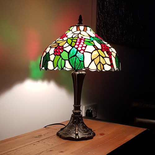 Lampada da tavolo stile retrò base resina ottone antico effetto colorato - Foto 2 di 11
