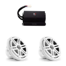 JL Audio Marine (2) OEM 10" Sport Grill White M3 Subwoofers & 400 Watt Mono A...