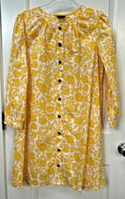 Who What Wear Women's Dress PTP21" (M) Yellow Floral Button Down LS Summer Beach