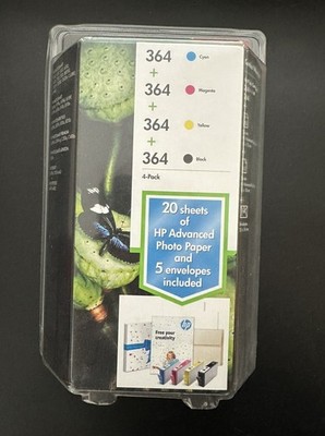 HP 364 Combo 4er Pack Schwarz/Cyan/Gelb/Magenta Tintendrucker Versiegelt und Abgelaufen 