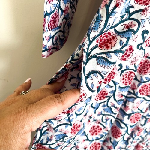 India Amory Julia Floral Maxi Shirt Dress Size 2 Cottage Boho Romantic Prairie - Picture 5 of 9