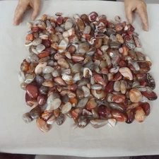 9.7LB 250Pcs Natural Banded Sardonyx Carnelian Agate Crystal Palm Stones Healing