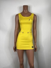 Vtg Versace Jeans Couture Yellow Medusa Zipper Mini Dress IT 38