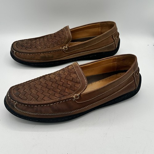 Mocassini Johnston & Murphy in pelle di pecora marrone chiaro con cestino intrecciato da uomo 11,5 - Foto 4 di 8