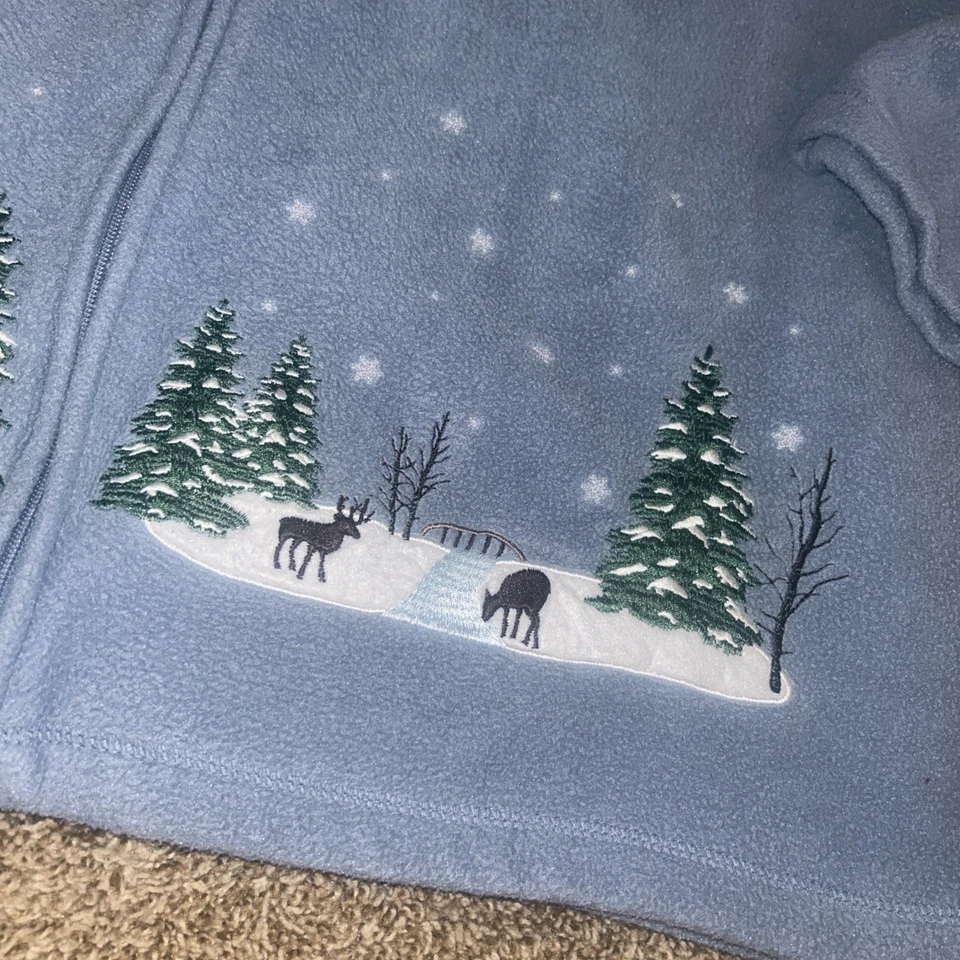 Croft & Barrow Chaqueta Deportiva Polar Navidad Vacaciones Luz Casa Bordada XL Foto 3 de 4