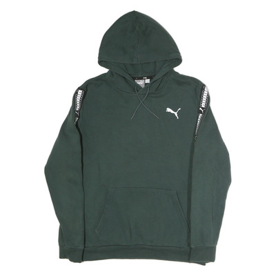 PUMA Herren Grün Kapuze M Baumwolle Pullover Logo Band Ärmel Freizeit Sweatshirt