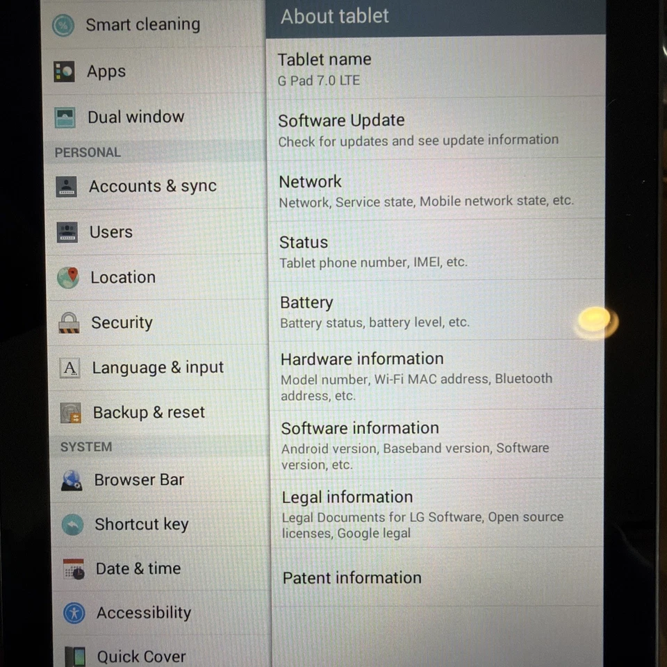 LG G Pad 7.0 LTE V410 AT&T solo 16 GB negro - paquete de estuche plegable probado/funcionando Foto 2 de 4