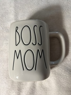 Rae Dunn Boss Mom Mug Ceramic. Black inside