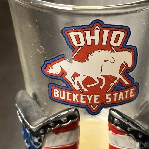 Ohio Buckeye State Shot Glass Boots and Spur - graphic damage - Picture 2 of 7