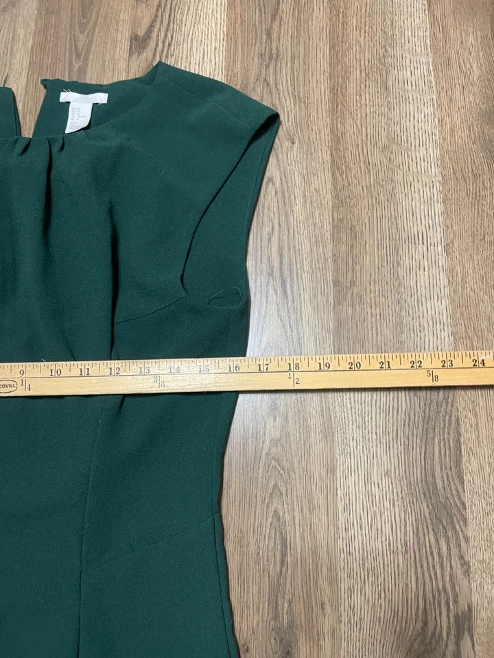 Vestido H&M, Para Mujer Talla 14, Verde, Vestido Manga Corta Cremallera Espalda Funda Foto 4 de 4