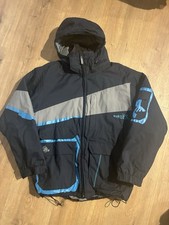 Quiksilver Utility Ski Snow Jacket Mens M Black Blue Hooded Winter Coat