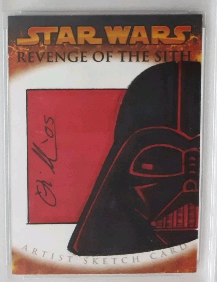 2005 TOPPS STAR WARS REVENGE OF THE SITH DARTH VADER 1/1 SKETCH CARD GRADED - Image 2 of 4