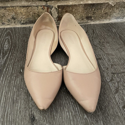 Nine West Women s Ballet Flats Pointed Toe Slip-On Faux Leather Beige US 8