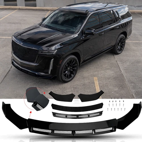 For Cadillac Escalade Glossy Black Front Bumper Lip Spoiler Splitter Body Kit