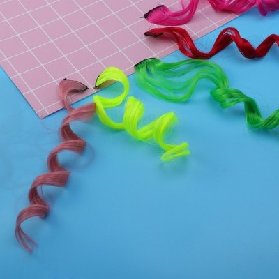 10 Pcs Long Curly Hair Extensions Colored Gradient Clip In Hair Pieces