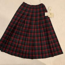 NWT NOS Vintage Pendleton Size 8 Classic Plaid Pleated Skirt Wool Midi Red Green