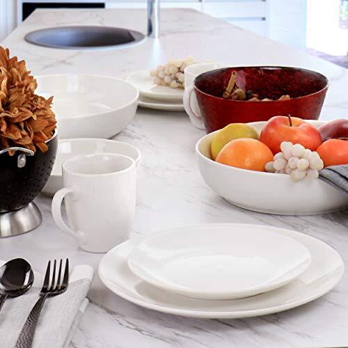 Elama White Porcelain Dish Dinnerware Set 32 Piece Iris