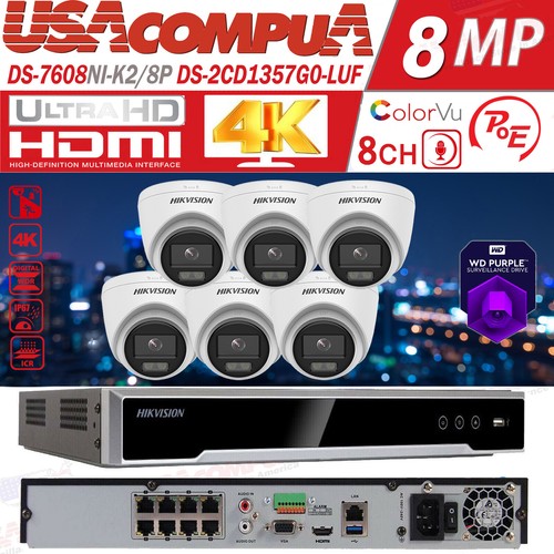 Hikvision 4K 8CH 5MP Security CCTV Camera System PoE IP Camera ColorVu W/Audio - Picture 14 of 16
