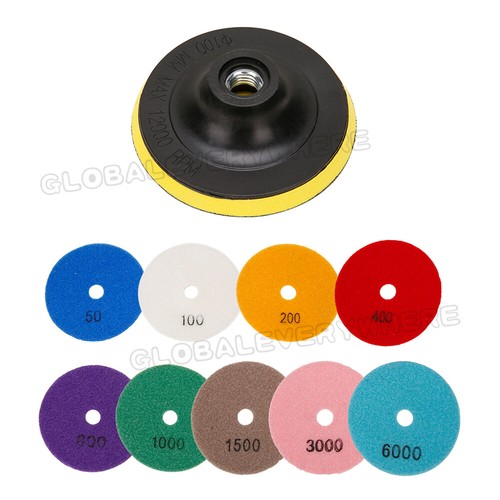10Pcs Diamond Polishing Pads Wet Dry 4" Set for Granite Stone Concrete Marble OZ - Picture 2 of 9