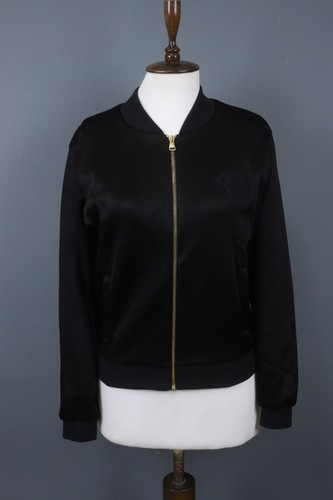 Versace Beachwear Black Medusa Embroidered Band Collar Full Zip Jacket Size M