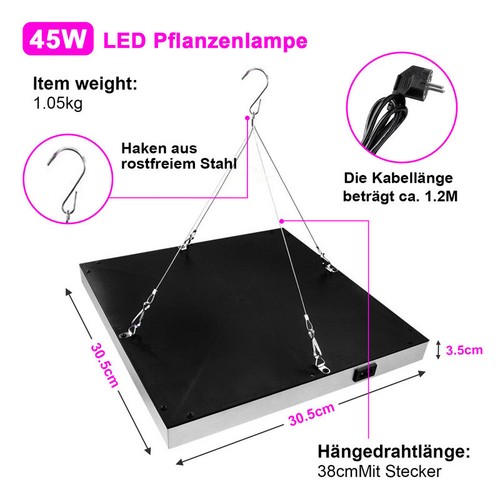 LED Pflanzenlampe Pflanzenlicht 15W/45W Vollspektrum Gewächshaus Lampe Indoor - Bild 3 von 11