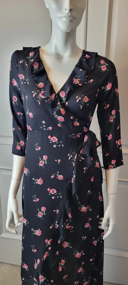 FOREVER 21 Motif Floral à Volants Enveloppant Robe Taille M Nwt - Photo 2/4