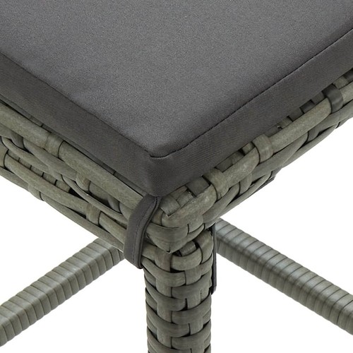 3 Pcs Bar Stools Grey PE Rattan Stylish Dining Kitchen Counter Chair Stool Set - Picture 6 of 8