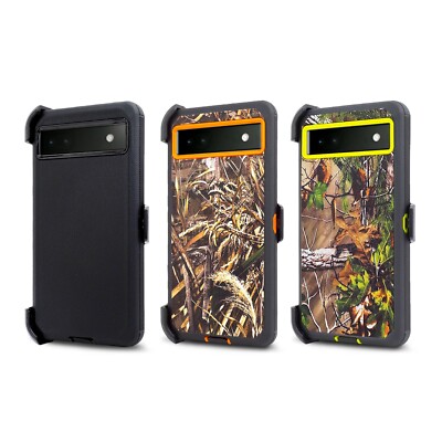 For Google Pixel 6a, 6 Pro, 7, 7 Pro Rugged Defender Case + Holster Belt Clip