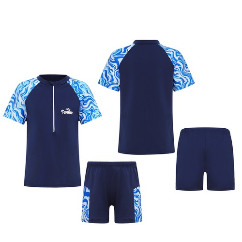 Kids Boys Tracksuits Pool Daily Wear Gym Activewear Casual T-Shirt Short Sleeve - Picture 4 of 30