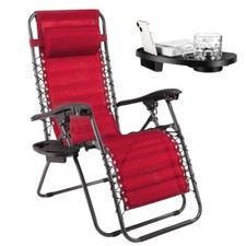 Sedia a Sdraio Gravity a Gravità Zero Rossa Poltrona Reclinabile con con Vassoio