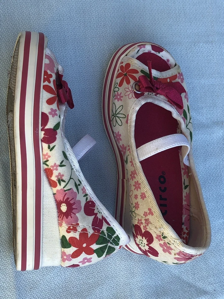 Circo Niño Niña Talla 5 1/2 Floral Lona Superior Dedos Abiertos Zapatos Suela de Tela Nuevo Foto 4 de 4