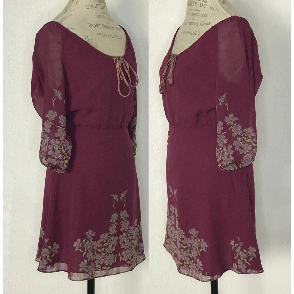 Olga Kapustina Floral Purple Silk Shift Dress Size 2 - Imagem 2 de 4