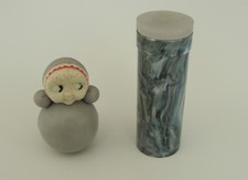 Russia Doll Roly Poly Ding Dong Soap Bubbles Bottle vintage toy Celluloid gray