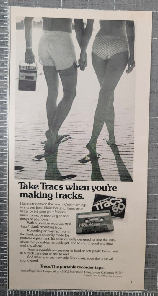 Tracs 60 Blank Recording Tape Making Tracks Vintage Print Ad / Poster 1977