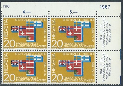 1967 SVIZZERA EFTA QUARTINA MNH ** - RA31-9