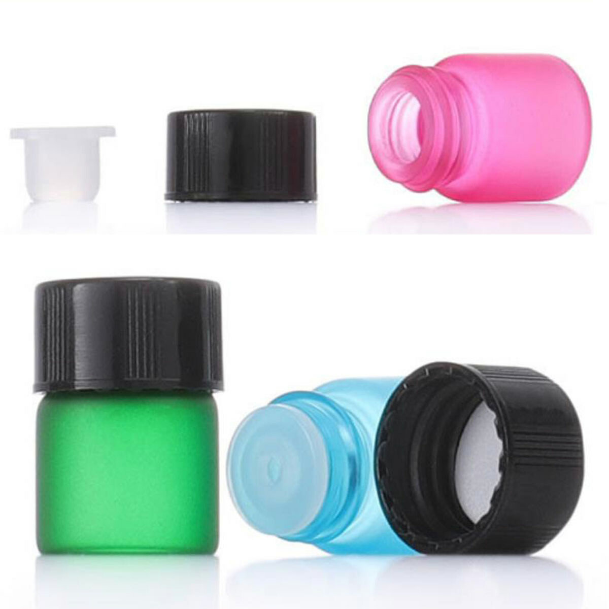 10X 100X 1ml Frosted Glass Dram Bottles Orifice Reducer Vials Essential Oils 10X 100X 1ml Frosted Glass Dram Bottles Orifice Reducer Vials Essential Oils