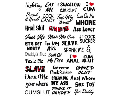 37 Naughty Temporary Tattoos Adult Body Art Slave Kinky Sex Hot Slutty Stickers - Picture 1 of 3