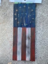 Handcrafted mini-USA rustic wood flag