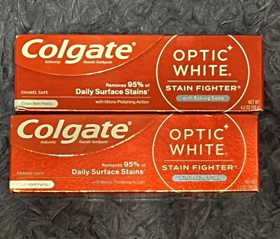 2 Pack Colgate OPTIC WHITE Stain Fighter Toothpaste w/Baking soda  4.2oz each