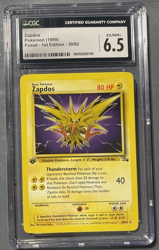 Zapdos (1st Edition) graded CGC 6.5 for sale on eBay