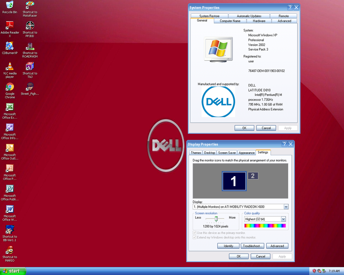 Dell Latitude D810 Laptop 1.73GHz 1GB RAM 80GB HDD ATI Radeon X600
